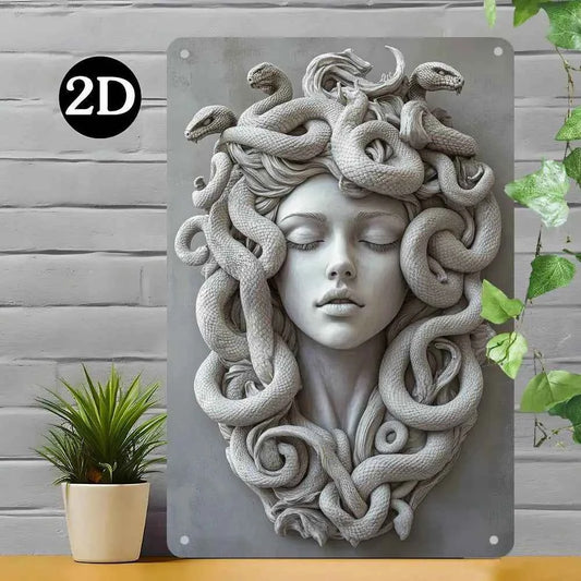 A 2D Metal Wall Decoration Featuring a Medusa Theme, Suitable for Homes, Bars, Offices, And Living Rooms - a Vintage-Style
