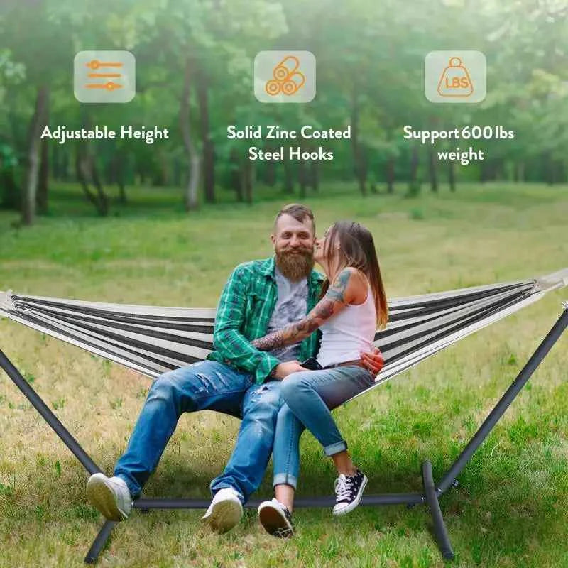 Gyroor Hammock with Adjustable Stand- Stylish Hammock Bed w/Storage Bag, 600lb Capacity
