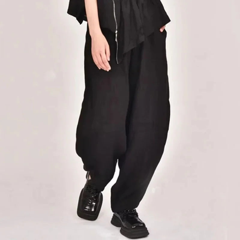 Summer New Loose Women's Artistic Linen Asymmetrical Shirt plus Size Harem Pants Comfortable Breathable Casual Wear SS69 71.69 All yards / Black color pants