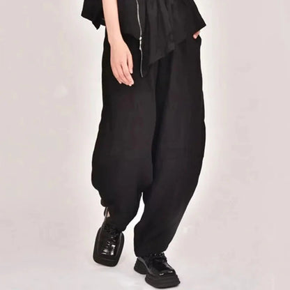 Summer New Loose Women's Artistic Linen Asymmetrical Shirt plus Size Harem Pants Comfortable Breathable Casual Wear SS69 71.69 All yards / Black color pants
