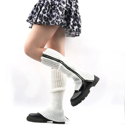 Gothic Women's Striped Leg Warmers Lolita Long Socks Knitted Leggings Japanese Sweets Winter Socks Kawaii Arm Ankle Warmers Y2k SS69 13.69 WHITE / One Size