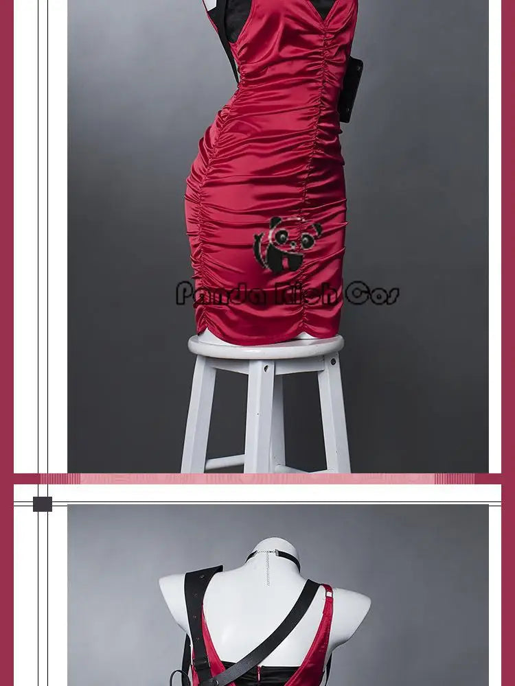 Ada Wong Resident Evil Cosplay Red Cheongsam Dress Set for Women