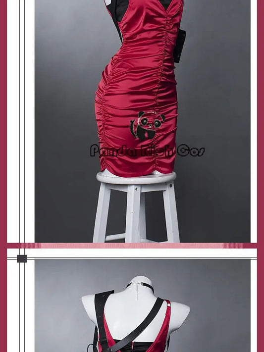 Ada Wong Resident Evil Cosplay Red Cheongsam Dress Set for Women