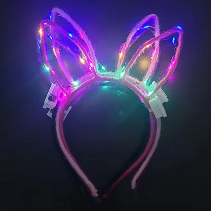 10/20/30 pcs Led Glow Cat Bunny Ear Horn Hairbands Light Up Flash Headband Women Girl LED Neon Birthday Wedding Party Supplies