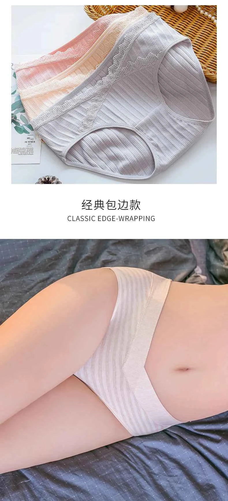 3PCS/Lot cotton Pregnancy Maternity Women Underwear Panties pregnant women clothes U-shaped low-Waist Briefs M L XL XXL K11