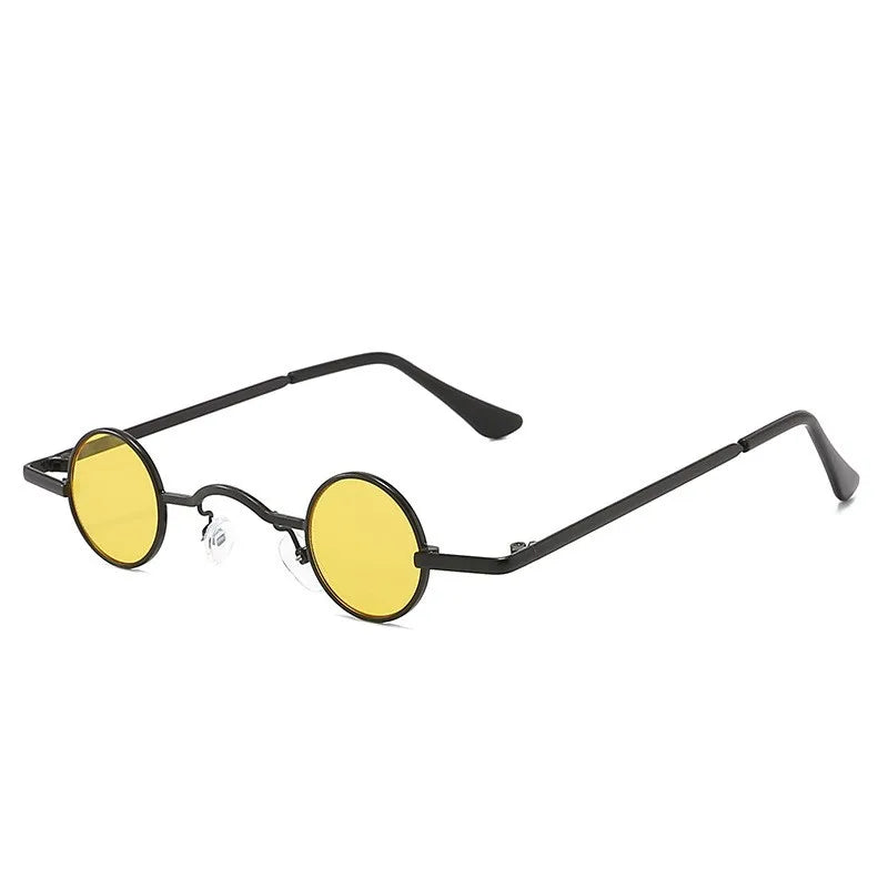 Vintage Rock Punk Man Sunglasses Classic Small Round Sunglasses Women Wide Bridge Metal Frame Black Lens Driving Eyewear SS69 7.69 yellow