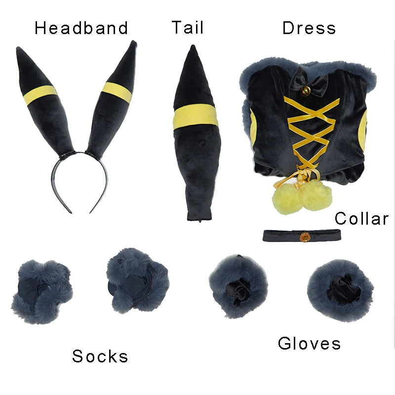 Anime Vaporeon Umbreon Sylveon Cosplay Costume Women Sexy Cloak Dress Outfit Cute Bunny Girl Uniform Halloween Christmas Clothes