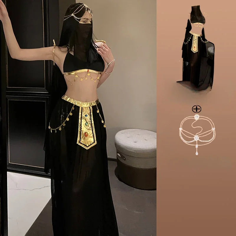 Belly Dance Costume Women's Sexy Arabian Princess Costume Fancy Indian Dance Embroider Bollywoods Jasmine Dress Egyptian Queen