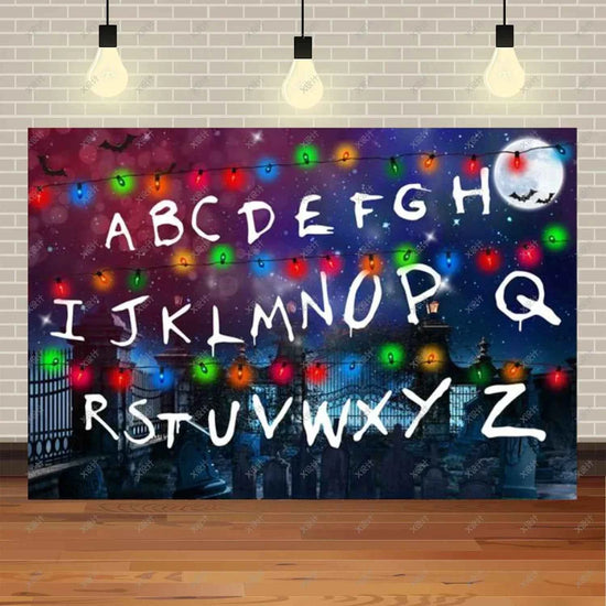 American TV Stranger Theme Background Lights Alphabet Episode Series Vinyl Banner Party Decoration Supplies Photo Prop Baby Gift
