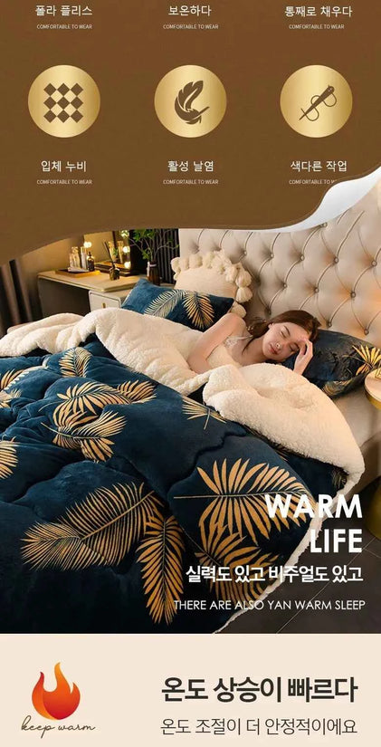 Winter Bedding Thick Quilt Blanket Thickened Warm Flannel Fleece Comforter for Cold Nights Set Bed Duvets Quilts the Blankets