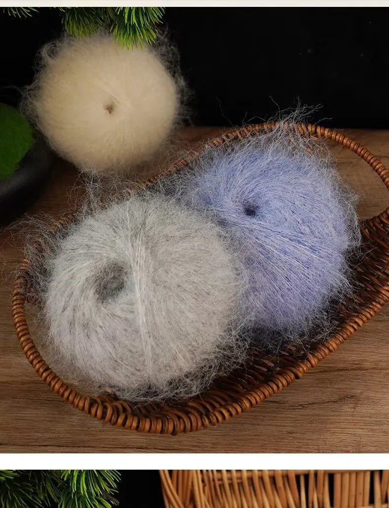 300g Colorful Long-Haired Alpaca Mohair Yarn Handmade DIY Material Knitting Autumn and Winter Fashion Women's Sweater Sweater Jacket Shawl Yarn Ball 1 Piece = 6 Pieces = 300g