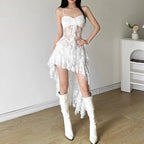 SINGREINY Women Lace Ruffle Sheath Dress