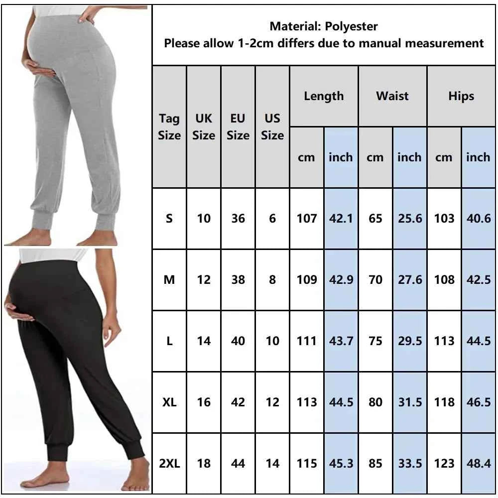 Spring Maternity Women's Casual Pants Premama Solid High Waist Strechy Lounge Trousers For Pregnant Women Joggers With Pockets