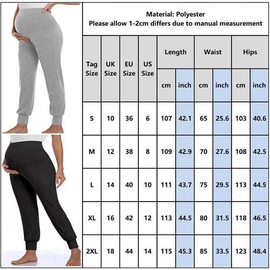 Spring Maternity Women's Casual Pants Premama Solid High Waist Strechy Lounge Trousers For Pregnant Women Joggers With Pockets