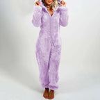Women Hooded Sleepwear Onesies Fluffy Plush Thermal Warm Hoodies Jumpsuits Rompers Loose Zipper Bodysuits Pajamas Overall 5XL