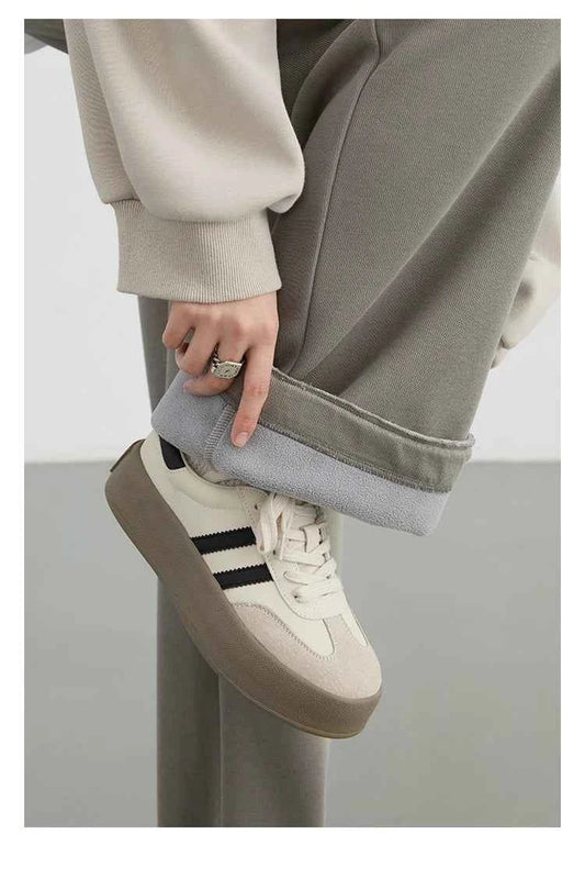 CHIC VEN Women's Pant Streetwear Solid Loose New Drawstring Sports Casual Trousers High Waisted Pants Autumn Winter 2025