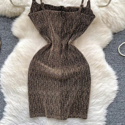 Sexy sleeveless glitter Backless Off Shoulder Fashion Birthday Party Evening Vestido Women Goth Slim Summer Hip Wrap Dress SS69