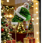 Christmas Doll Decoration Santa Claus Doll Electric Climbing Santa Claus On Beads Chain Moving Figure Hanging Xmas Ornament Gift