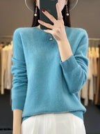 Addonee Women's 100% Merino Wool O-Neck Pullover Sweater