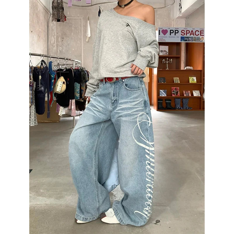 Women's Y2k Baggy Boyfriend Jeans - Wide Leg Distressed Denim