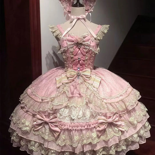 Victorian Gothic Dress Women Luxury Elegant Lolita Lace Ruffles Bow Wedding Y2k Dress Japanese Vintage Princess Party Dresses SS69