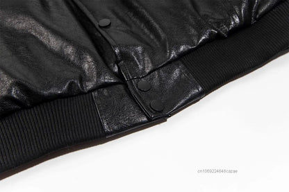 Disney American Cartoon Mickey Embroidery Leather Jacket Men Women Autumn Winter Loose Casual Jacket Fashion Trend Couples Coat SS69