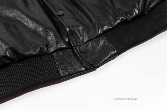 Disney American Cartoon Mickey Embroidery Leather Jacket Men Women Autumn Winter Loose Casual Jacket Fashion Trend Couples Coat SS69