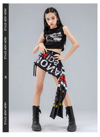 Girls K-Pop Street Dance Crop Top & Hot Pants Set
