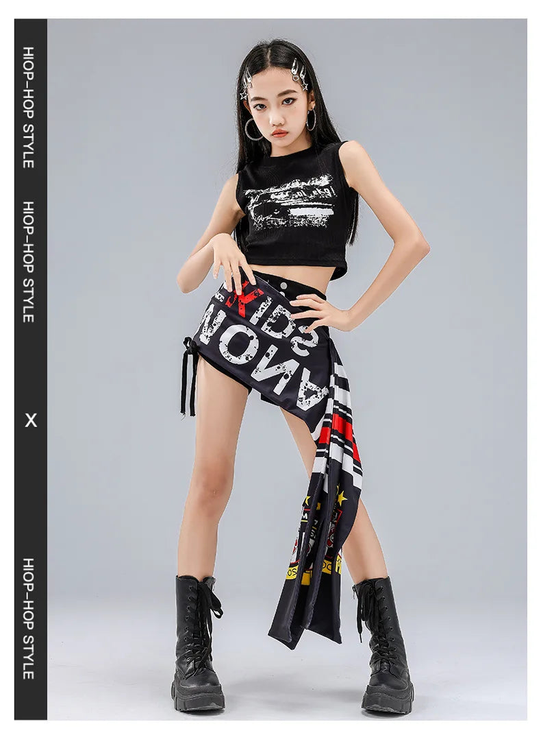 Girls K-Pop Street Dance Crop Top & Hot Pants Set