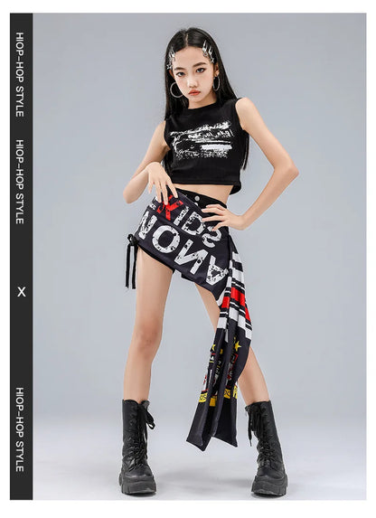 Hip Hop Girls Fashion Crop Top Street Dance Shorts Kids K-pop Streetwear Hot Pants Costume Children Jazz Girl Group Clothes Sets