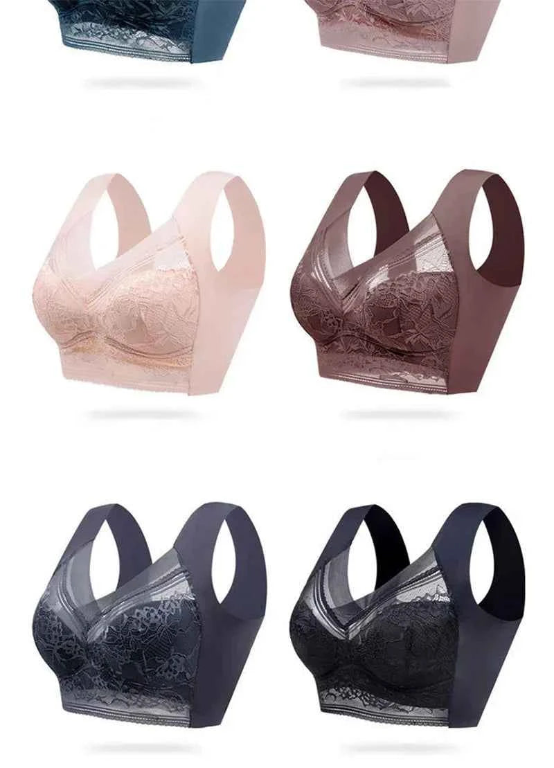 L-6L Women Large Bra Push Up Ice Silk Seamless Upper Bralette Lace Wireless Summer Bras Top Lingerie Underwear Brasieres Mujeres