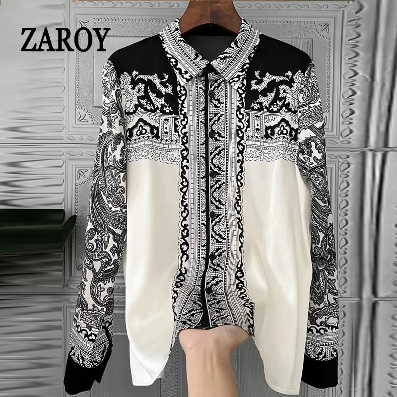 Camisas Newest Exclusive Women Luxury Shirt Long Sleeve Lapel Satin Shirt Old Money Print Brand Design Shirt OL Blouse руба