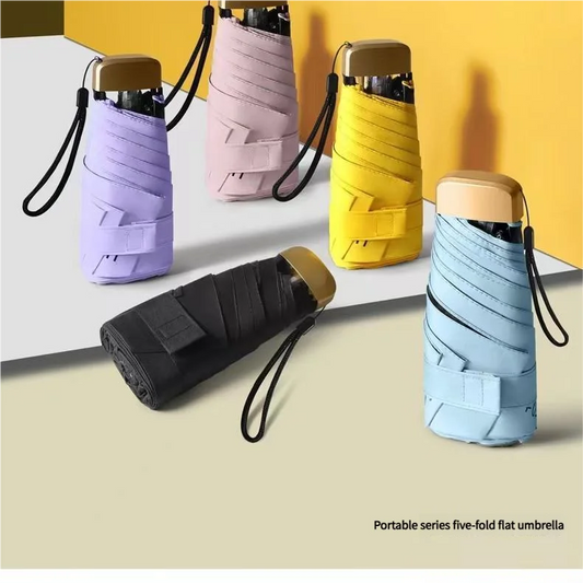 SS69 Mini Pocket Umbrella, 5-Folding UV Protection Sun Parasol