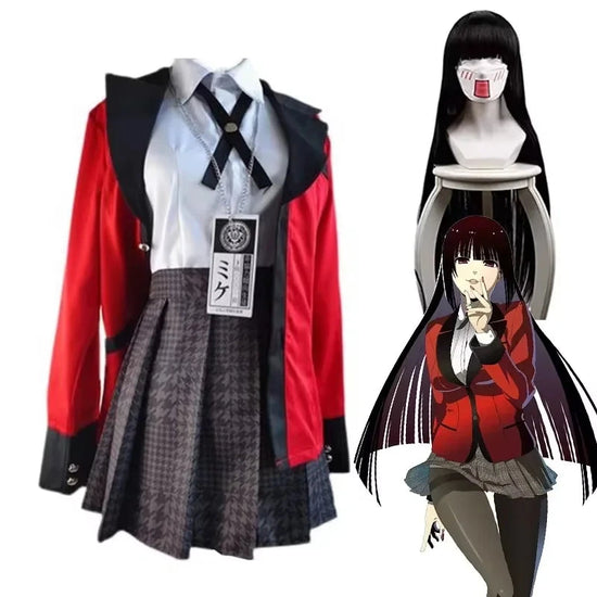 Kakegurui Jabami Yumeko Cosplay Kostuum Halloween Sayaka Dwangmatige Gokker Anime School Meisje Geplooide Rok Uniform SS69