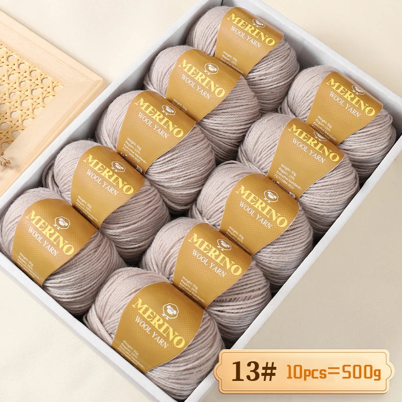 500g of High-Quality 212 Medium-Fine Alpaca Wool Yarn, Suitable for Knitting Sweaters, Scarves, and Hats, 10 Skeins/Pack