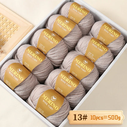 500g of High-Quality 212 Medium-Fine Alpaca Wool Yarn, Suitable for Knitting Sweaters, Scarves, and Hats, 10 Skeins/Pack