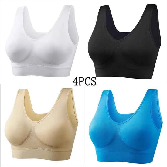 XL-5XL 4PCS Women Seamless Single Layer Camisole Bra Tops Sleep Yoga Sports Bras Tank Tops