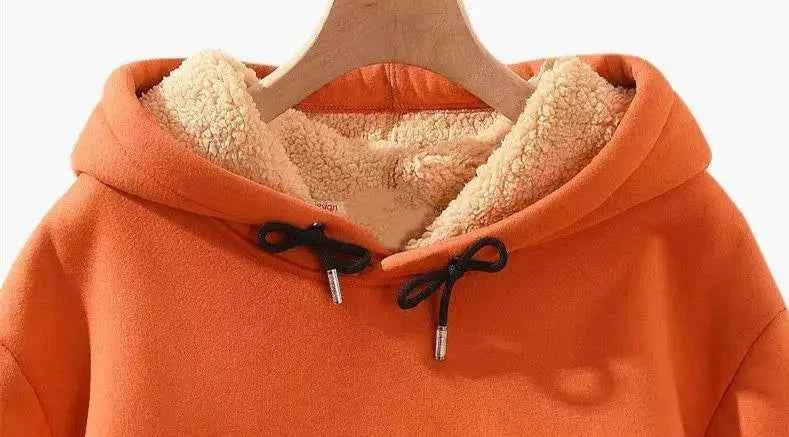 Inner Lining Composite Lamb Fleece Sweatshirt Thick Winter Loose Keep Warm Hoodie Peeking Cartoon Cat Women's Oversized Pullover