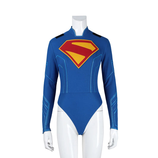SS69 Supergirl Cosplay Costume Set with Jumpsuit, Cape, and Belt - Elastane