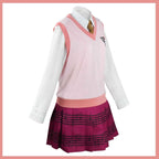 Anime Game Kaede Akamatsu Cosplay Costume Korean Style Pink School Uniform Vest Gingham Wig Woman Sexy Carnival Party Suit