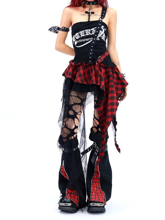 REDDACHiC Black Denim Leg Warmers with Two-Way Zipper and Eyelet Belts
