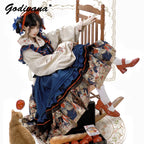 New Spring Chinese Style Female Long-sleeved Weaving Gold Hanfu Dress Set Suit Retro Top Suspender Dress and Pleated Skirt Set