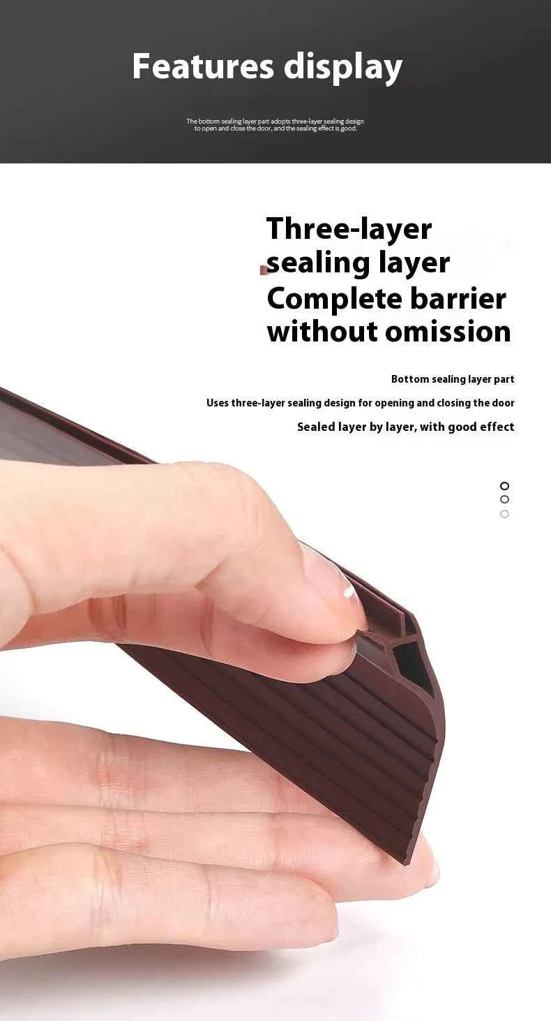 1M TPE Door Bottom Gap Sealing Strip Self-adhesive 3-layer Windproof Anti-Cold Noise Reduction Wearproof Window Weather Strip