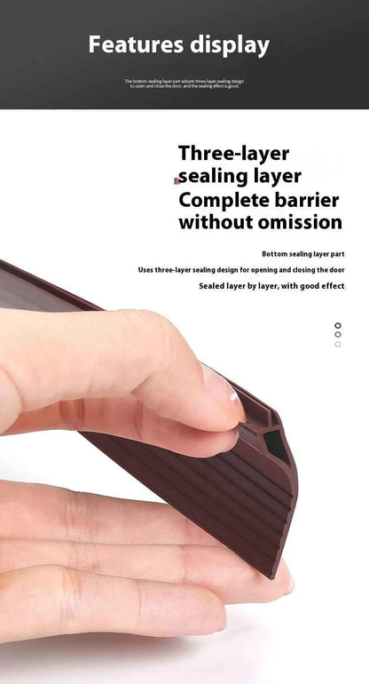 1M TPE Door Bottom Gap Sealing Strip Self-adhesive 3-layer Windproof Anti-Cold Noise Reduction Wearproof Window Weather Strip