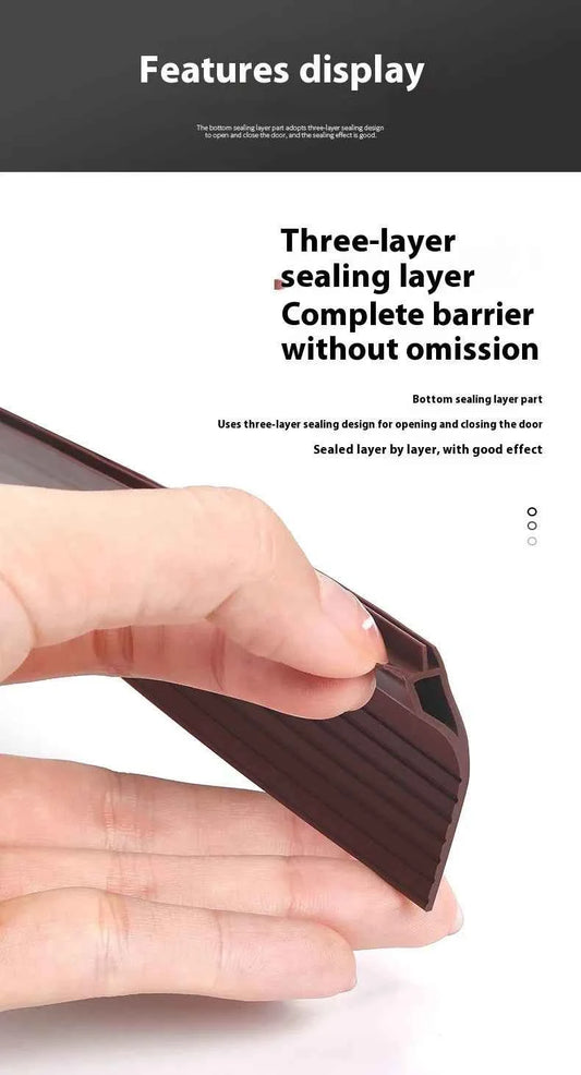 1M TPE Door Bottom Gap Sealing Strip Self-adhesive 3-layer Windproof Anti-Cold Noise Reduction Wearproof Window Weather Strip