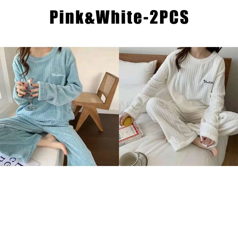Women's Coral Fleece Pajama Set - Cozy Winter Loungewear