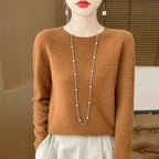 Women 100% Merino Wool Sweater New Fashion O-Neck Pullover Tops Basic Jumper Autumn Winter Woman Cashmere Sweater Knitted Blouse