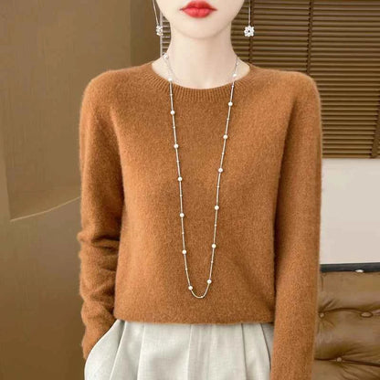 Women 100% Merino Wool Sweater New Fashion O-Neck Pullover Tops Basic Jumper Autumn Winter Woman Cashmere Sweater Knitted Blouse