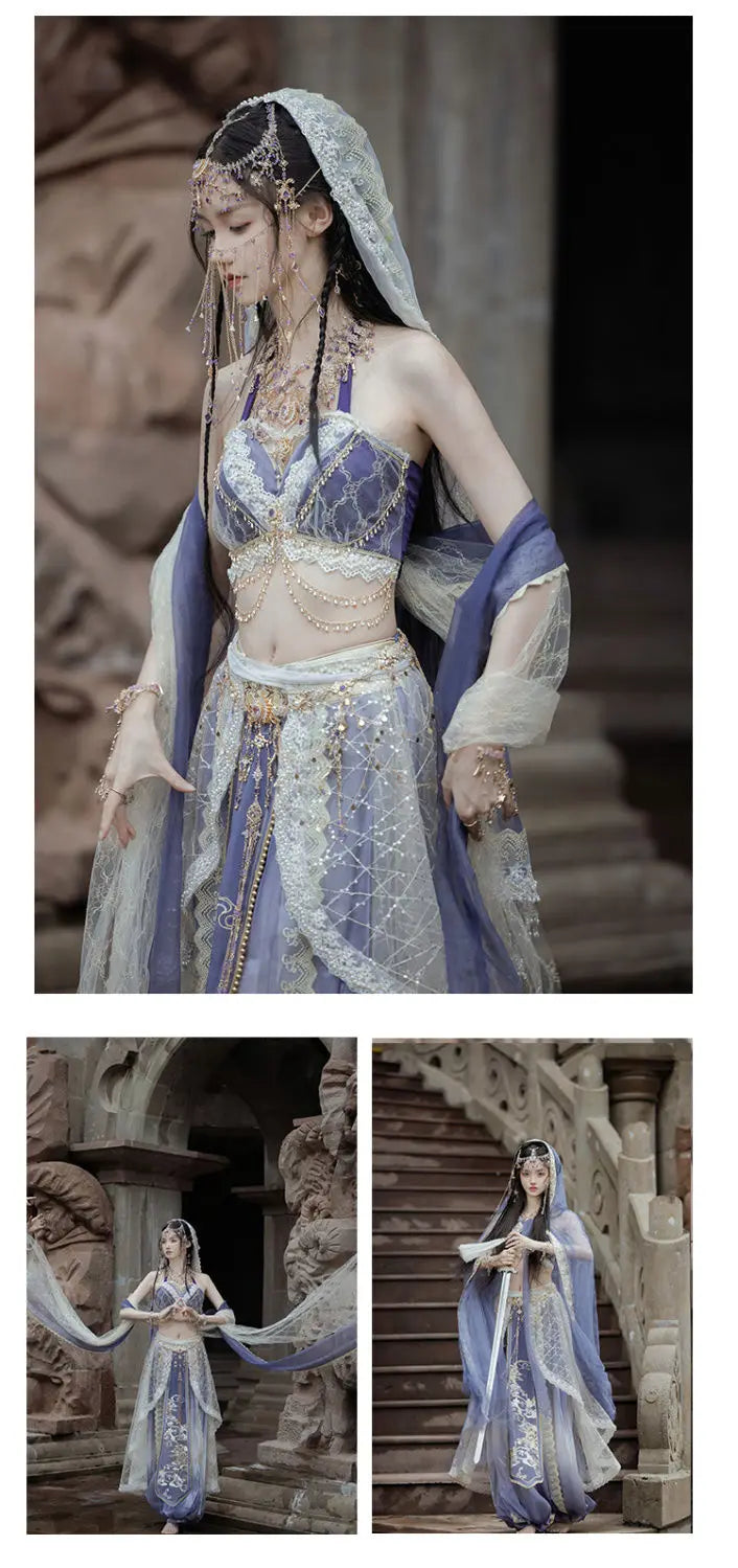 2025 chinese characteristic dunhuang feitian hanfu exotic princess folk dance suit travel photography hanfu clothes+accessories SS69