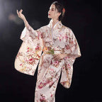 Women's Japan Kimono Gown Traditional Vintage Dress Fashion Print Geisha Robe Yukata with Obi Novelty Elegants Kimono Costume